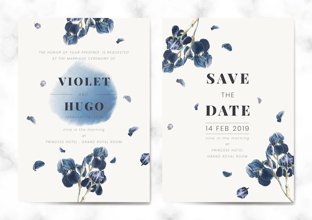 Floral save the date card set vector