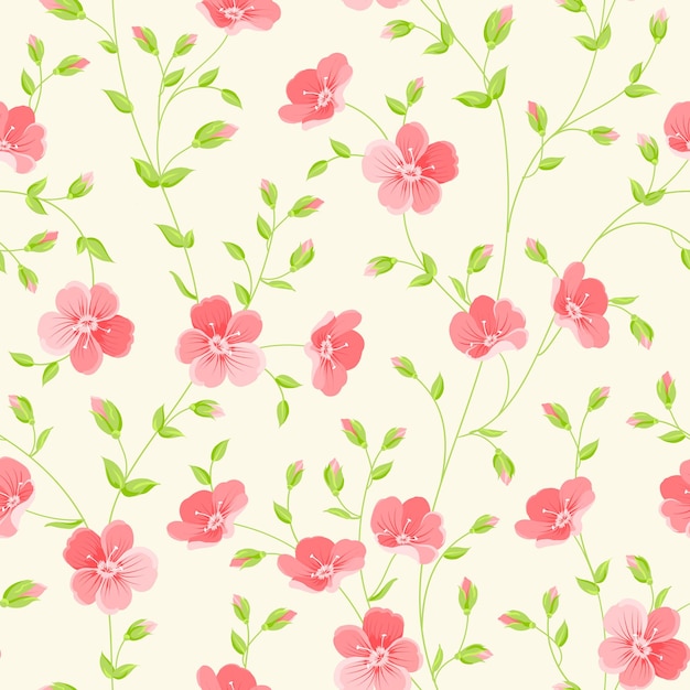 Floral seamless pattern on white background Vector illustration