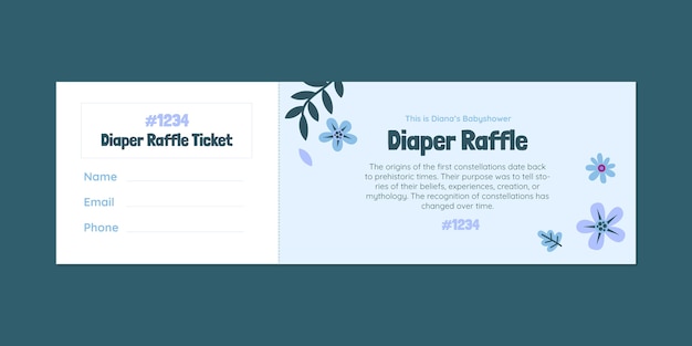 Floral simple baby shower diaper small raffle ticket