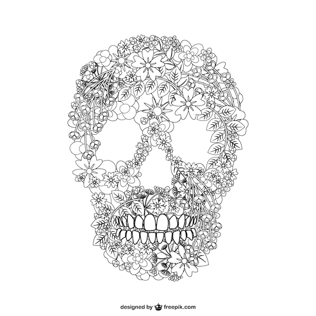 Free Vector floral skull