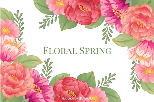 Free Vector floral spring background with colorful frame