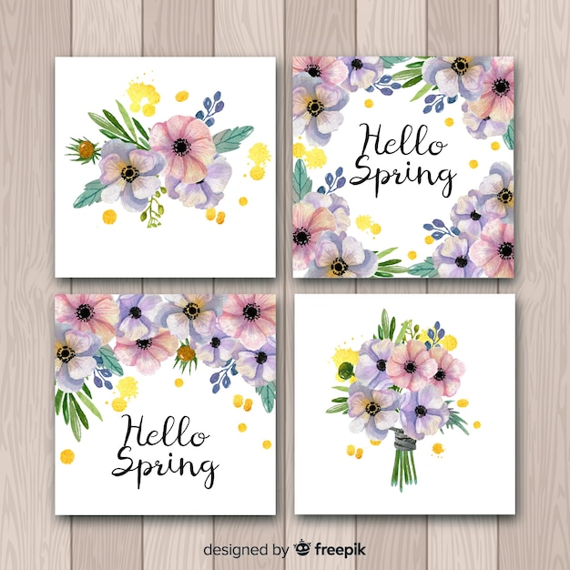 Free vector floral spring card collection