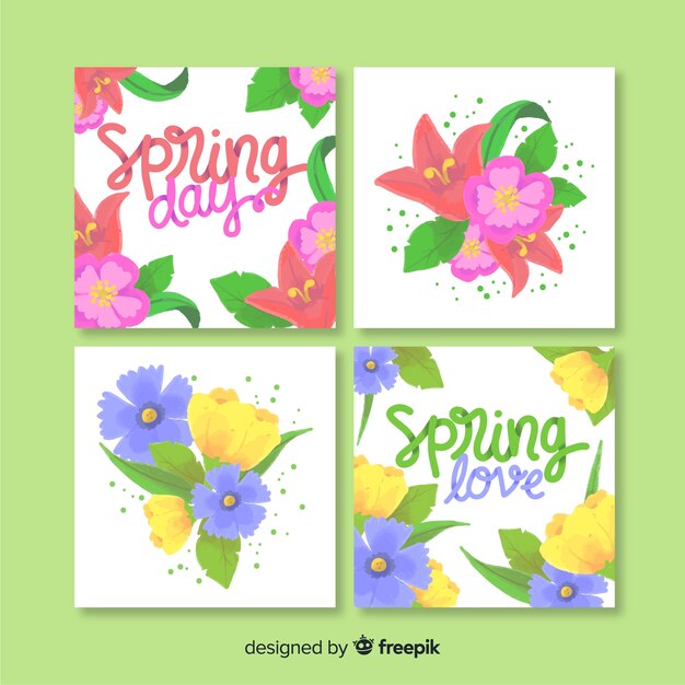 Floral spring card pack