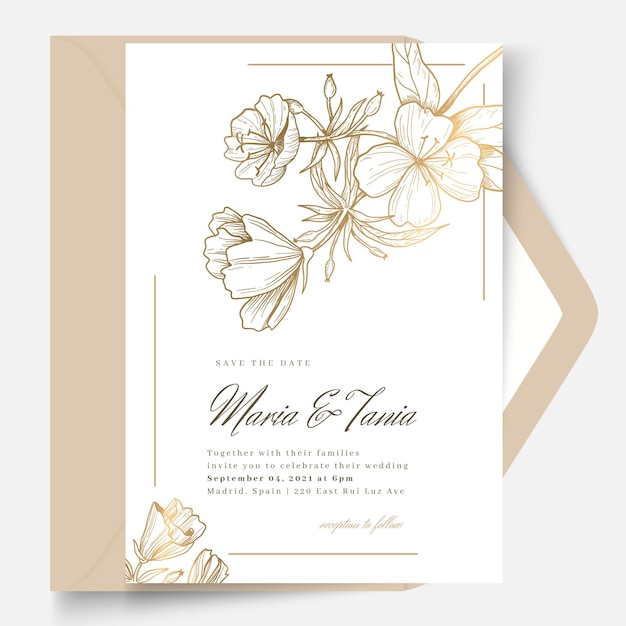 Floral style wedding card template