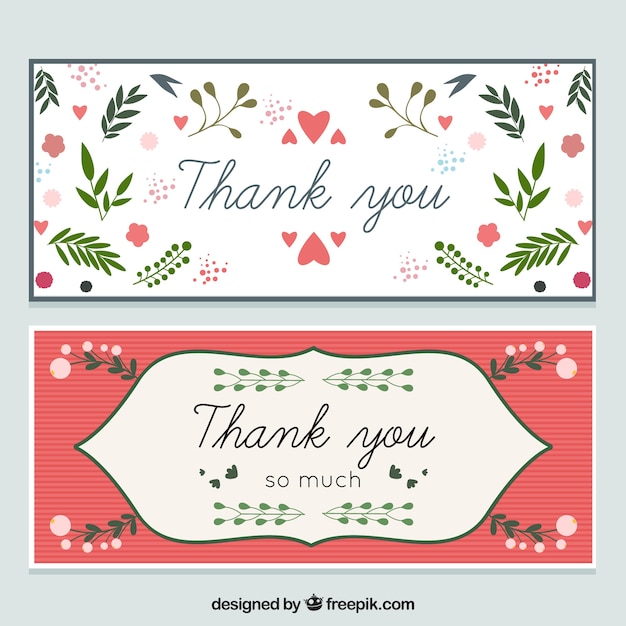 Free Vector floral thank you banners