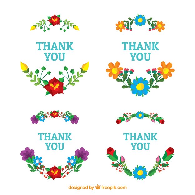 Floral thank you stickers set