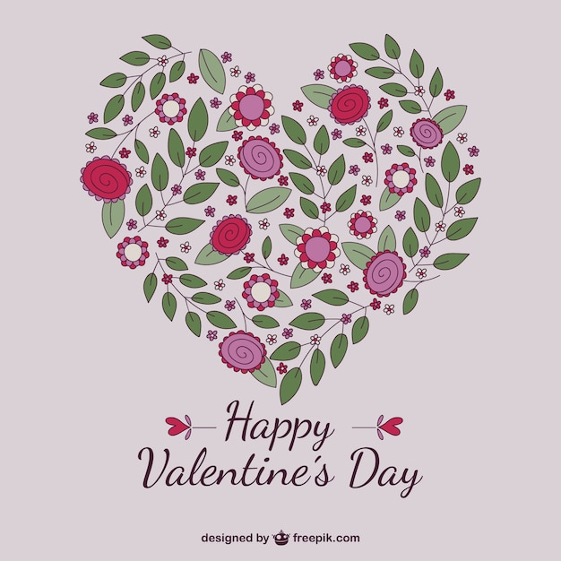 Free Vector floral valentine heart