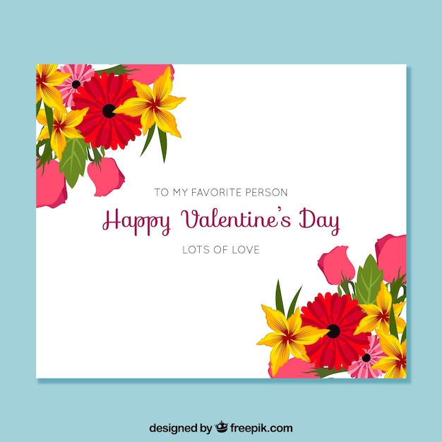 Floral valentine's day card template