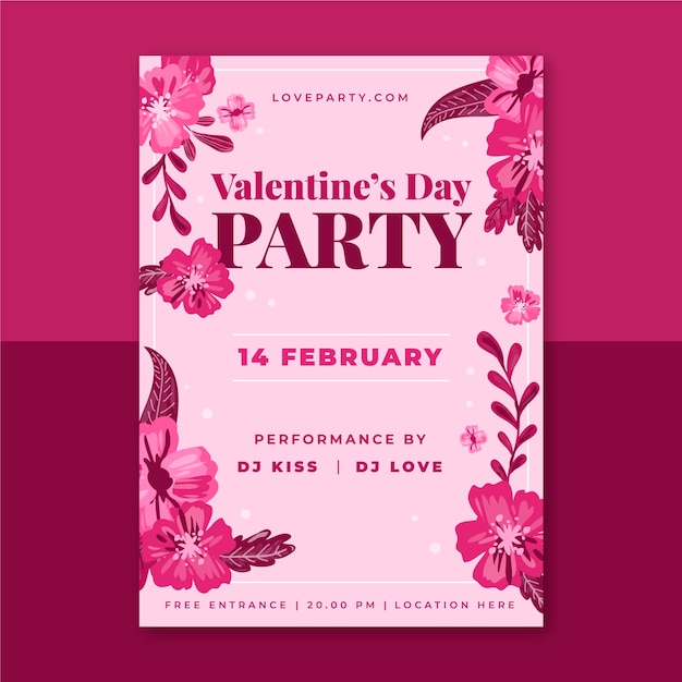 Floral valentines day poster template