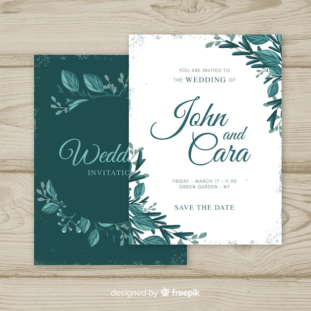 Free vector floral vintage wedding invitation template