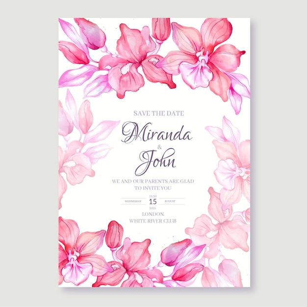 Free Vector floral watercolor design of wedding invitation