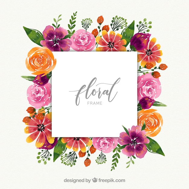 Free vector floral watercolor frame