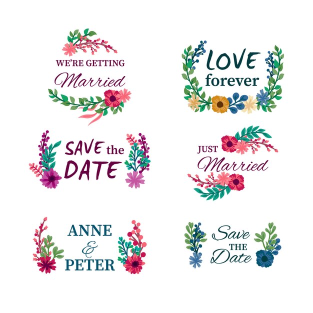 Floral wedding badges