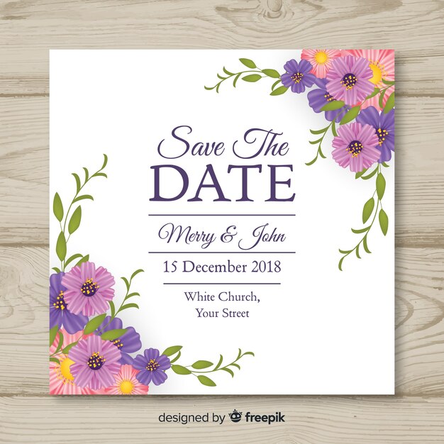 Floral wedding card template