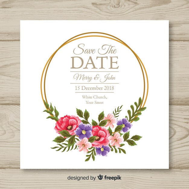 Floral wedding card template