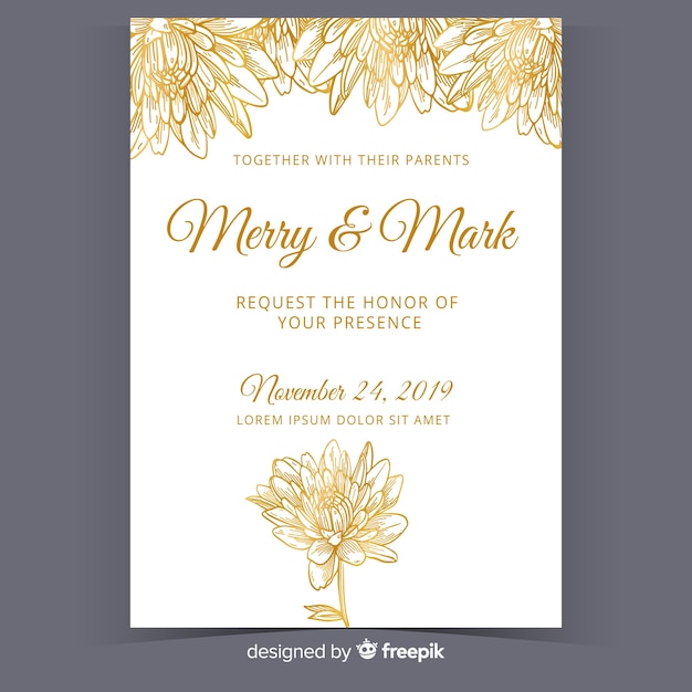 Floral wedding card template