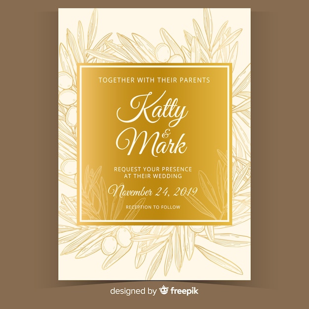 Floral wedding card template