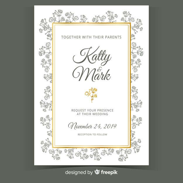 Floral wedding card template