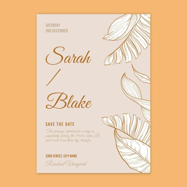 Floral wedding card template