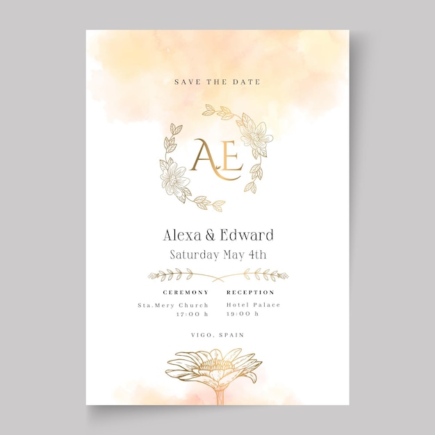 Floral wedding card template