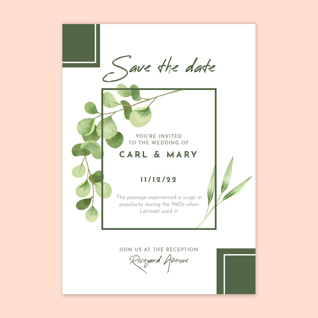 Floral wedding card template