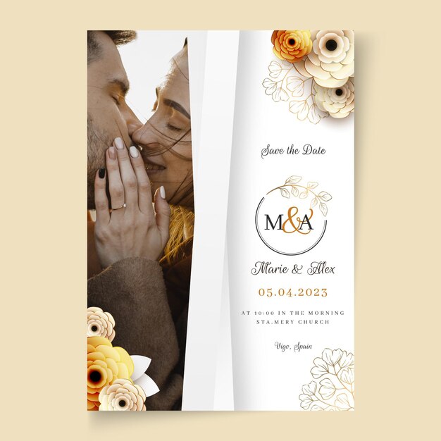 Floral wedding card template