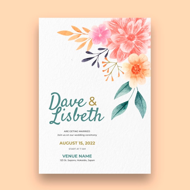 Floral wedding card template