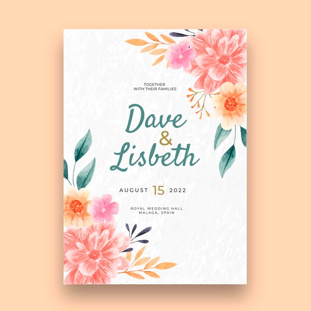 Floral wedding card template