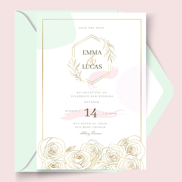 Floral wedding card template