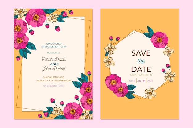 Floral wedding card template