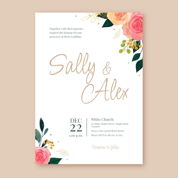 Floral wedding celebration poster template