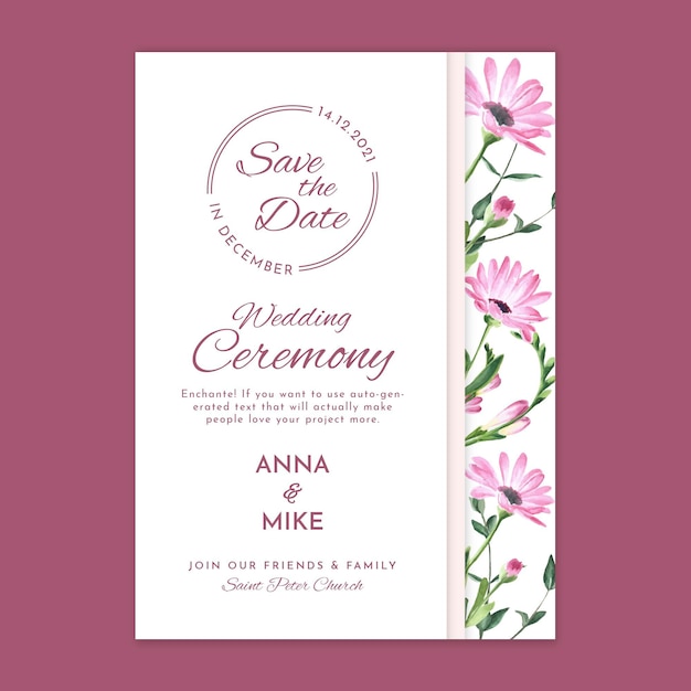 Floral wedding ceremony card template