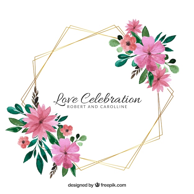 Floral wedding frame template