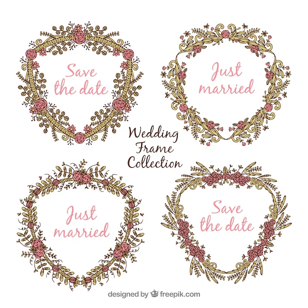 Free Vector floral wedding frames collection