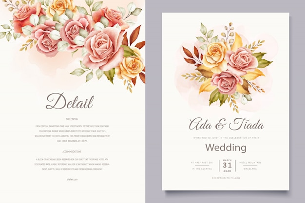 floral wedding invitation card set