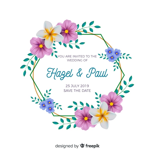 Floral wedding invitation card template