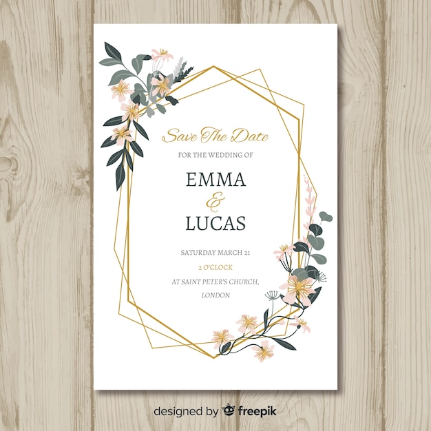 Floral wedding invitation card template