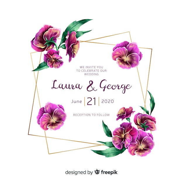 Floral wedding invitation card template