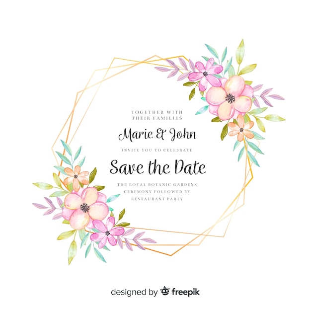 Floral wedding invitation card template