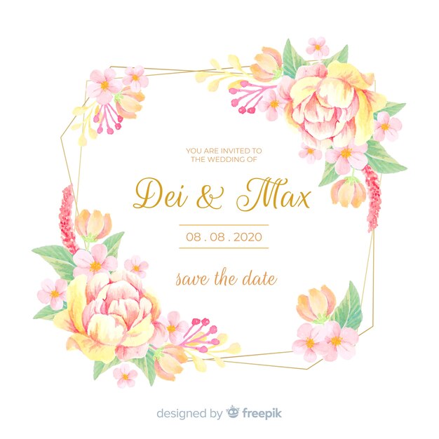 Floral wedding invitation card template