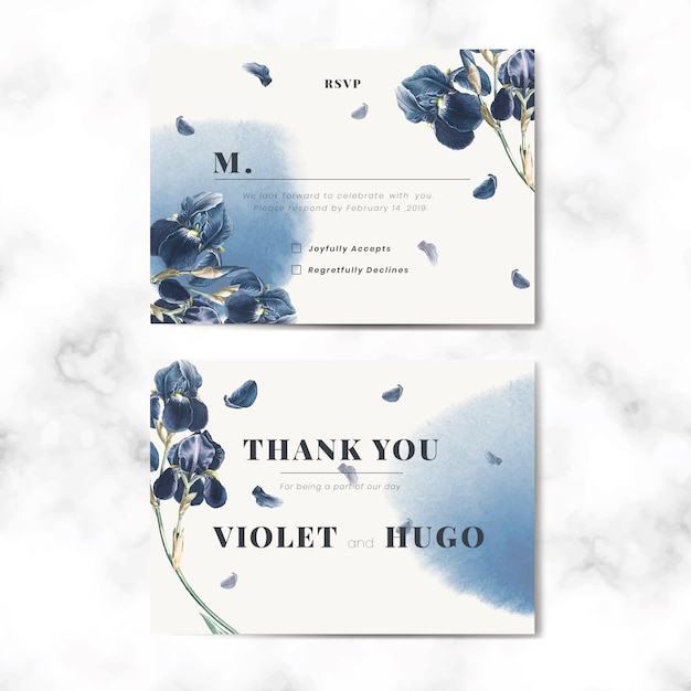 Free vector floral wedding invitation card vector