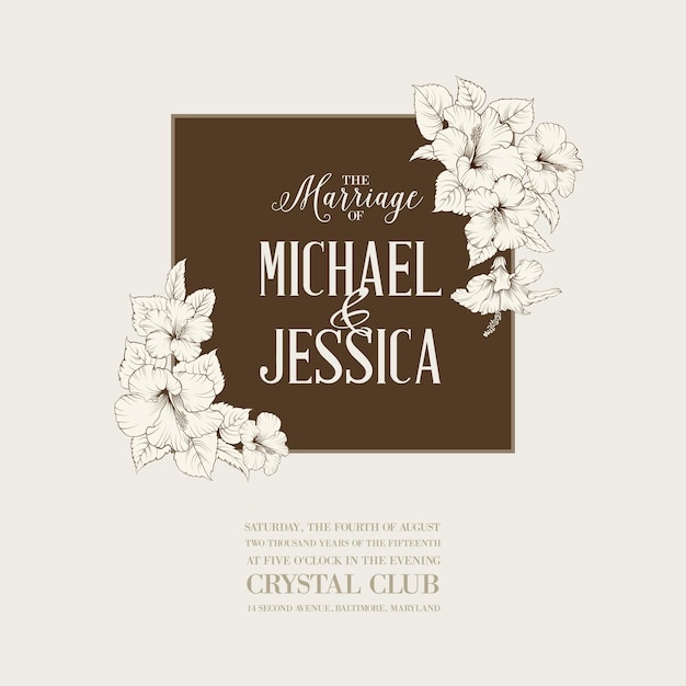 floral wedding invitation card.