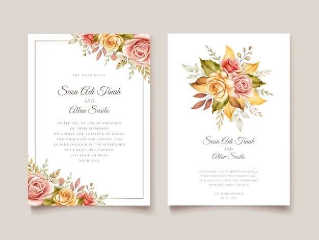 Floral wedding invitation card