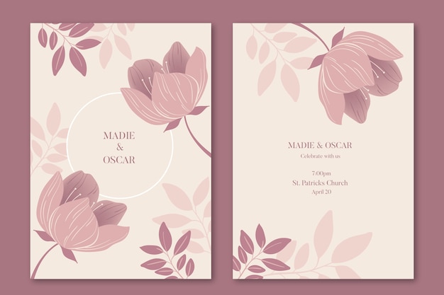 Floral wedding invitation template concept