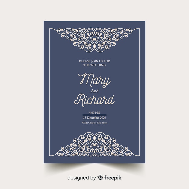 Floral wedding invitation template