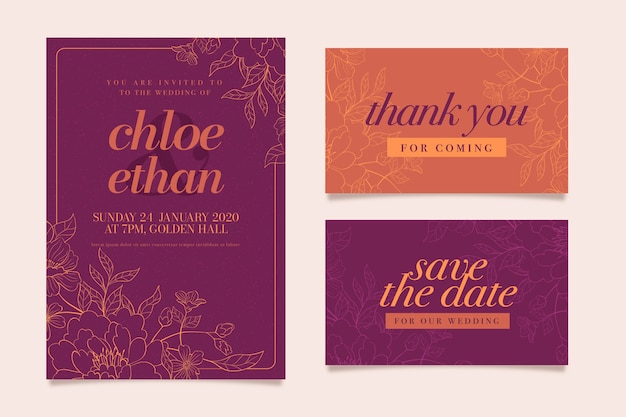 Free Vector floral wedding invitation template