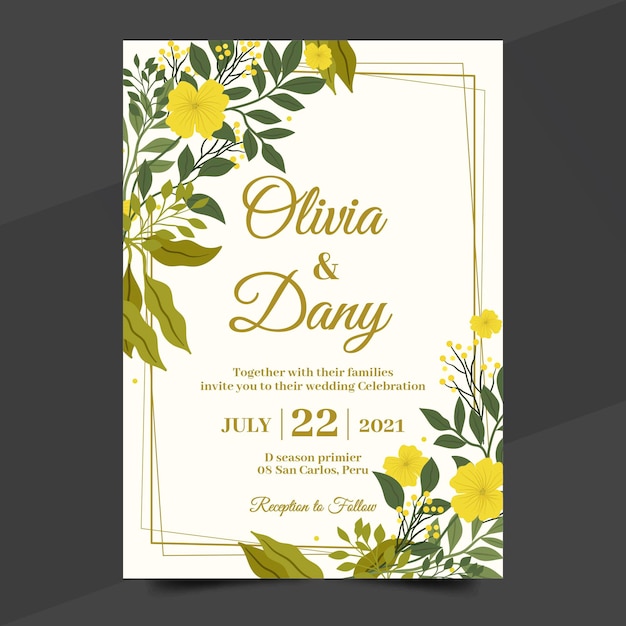 Floral wedding invitation template