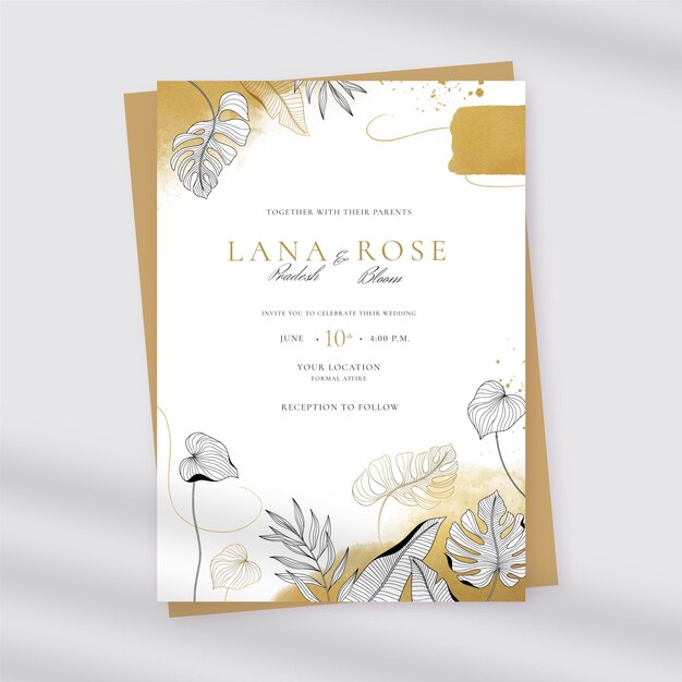 Floral wedding invitation template