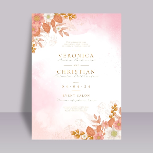 Floral wedding invitation template