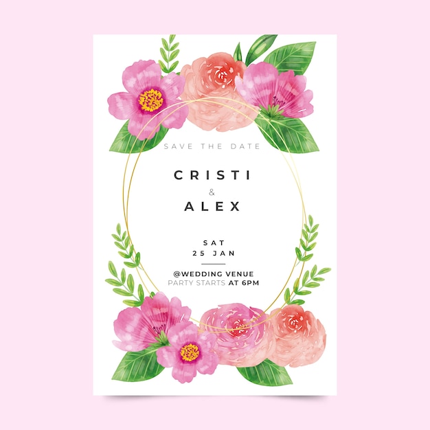 Floral wedding invitation template